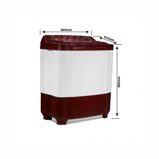 Voltas beko 7 2 kg Semi Automatic twin tub Washing machine WTT72 Burgundy