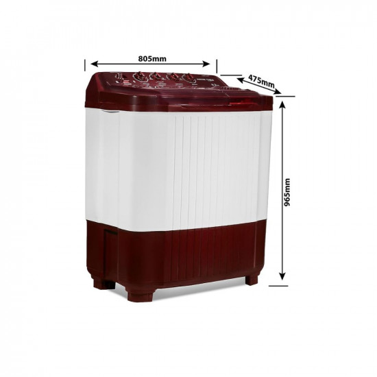 Voltas beko, A Tata Product 8.2 Kg Semi-Automatic Top Load Washing machine, (WTT82, Burgundy, 2023 Model, Fast Dry)