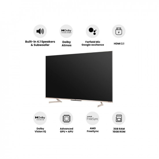 Vu 139 cm (55 inches) The Masterpiece Glo Series 4K Ultra HD Smart Android QLED TV 55QMP (Armani Gold) (2022 Model) | Built in 4.1 Speaker