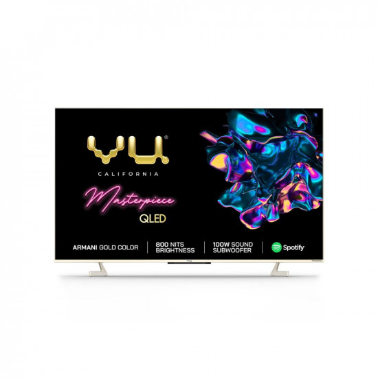 Vu 139 cm (55 inches) The Masterpiece Glo Series 4K Ultra HD Smart Android QLED TV 55QMP (Armani Gold) (2022 Model) | Built in 4.1 Speaker