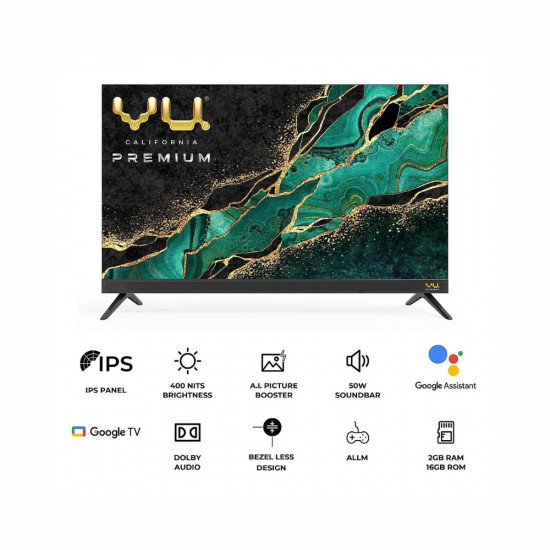 Vu 139 cm 55 inches The Premium Series 4K Utlra HD Smart LED Google TV 55CA Black