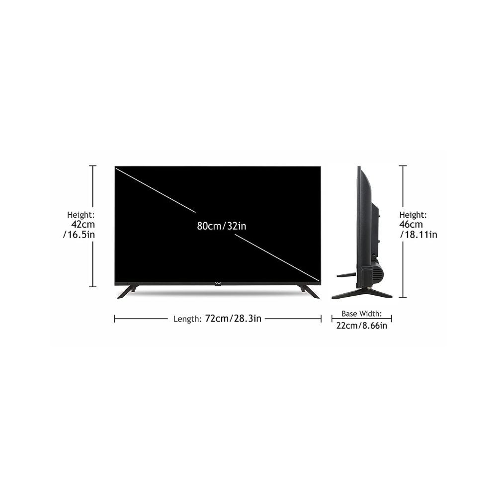 VW 80 cm (32 inches) Premium Frameless Series HD Ready LED TV VW32AFL (Black)