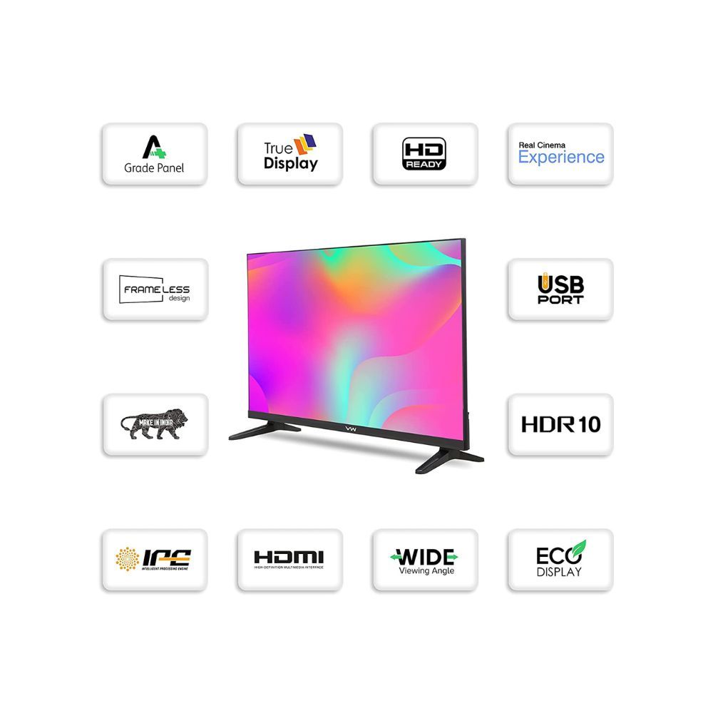 VW 80 cm (32 inches) Premium Frameless Series HD Ready LED TV VW32AFL (Black)