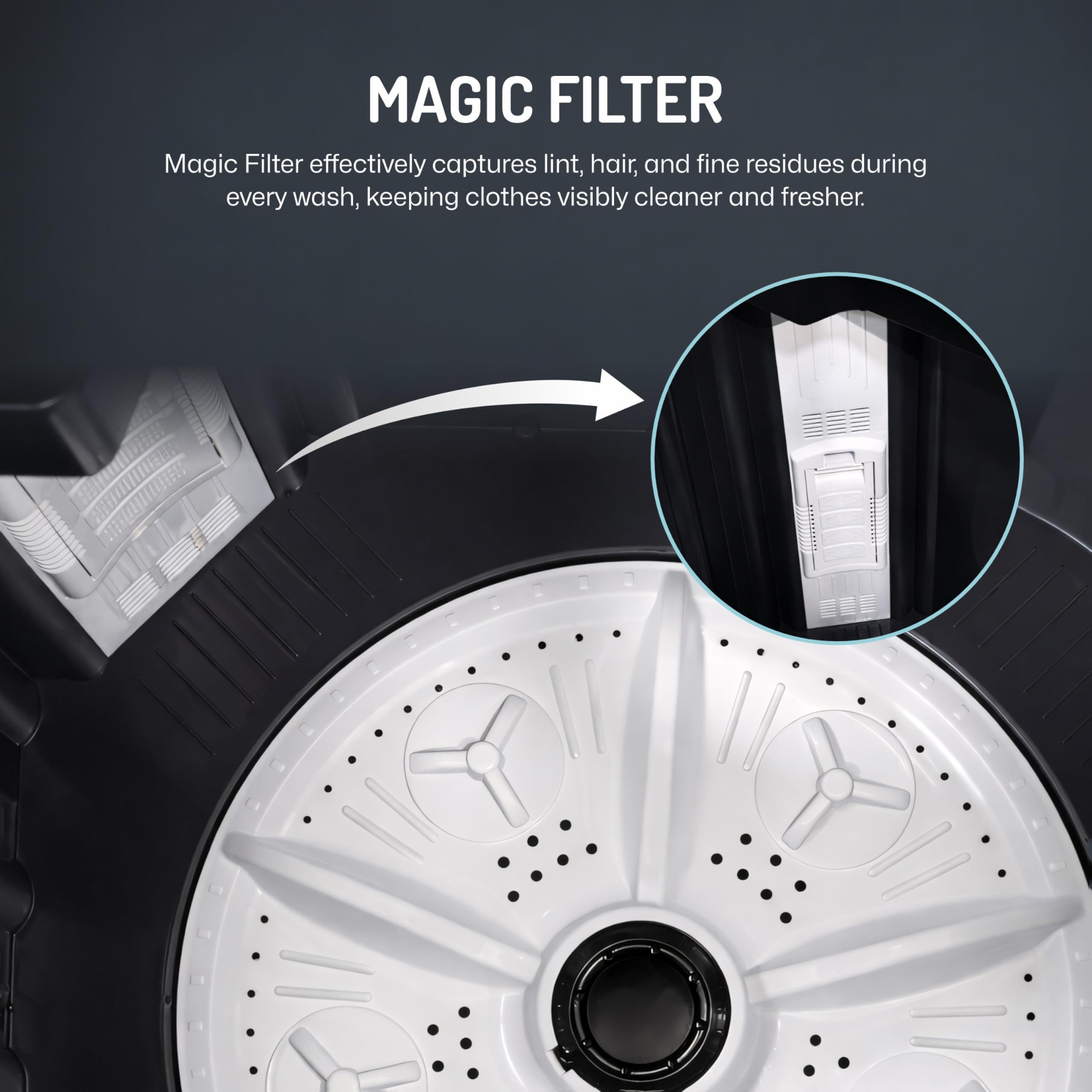 VW 85 kg semiautomatic Top Load Washer Only with Powerful Wash V8 Supreme Wash BlackGrey