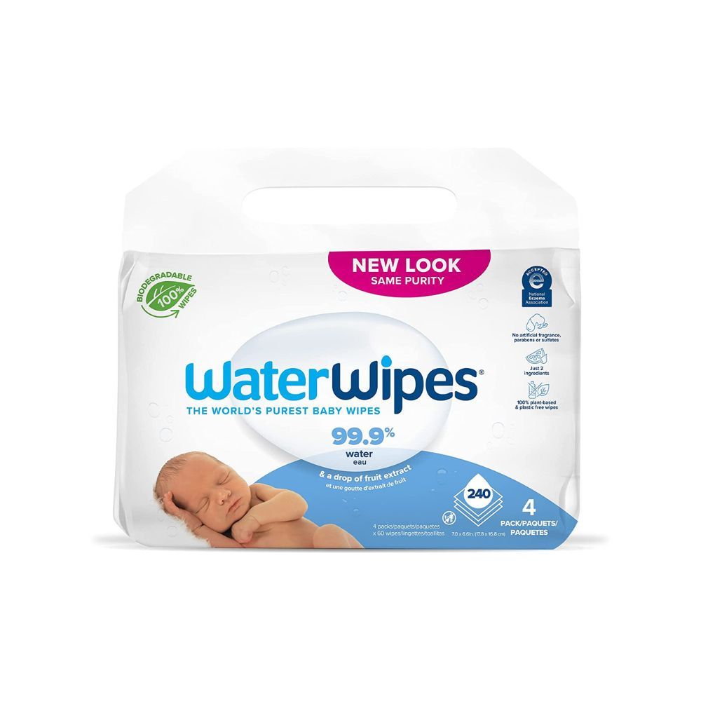 WaterWipes Baby Wipes, White, 60 Wipes (Pack of 4)