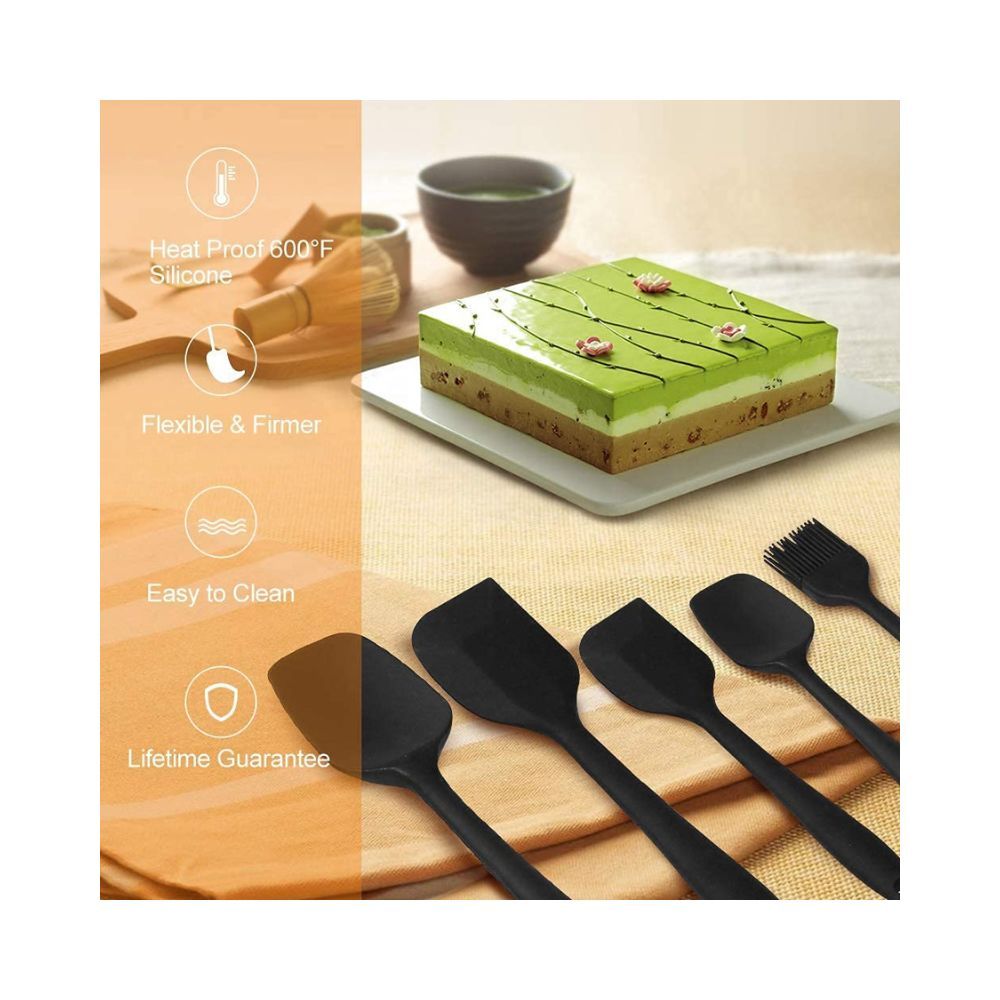 we3 Silicone Spatula Set 5-Piece - 446 F Heat-Resistant Baking Spoon Spatula
