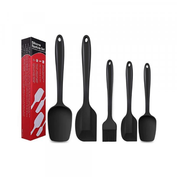 we3 Silicone Spatula Set 5-Piece - 446 F Heat-Resistant Baking Spoon Spatula