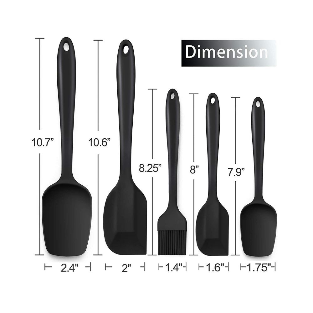 we3 Silicone Spatula Set 5-Piece - 446 F Heat-Resistant Baking Spoon Spatula