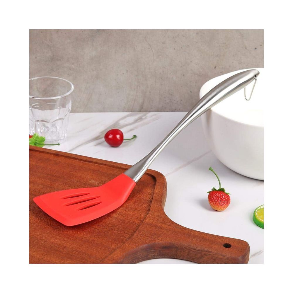 we3 Silicone Spatula Set of 4 Versatile Tools Cooking, Baking and Mixing Non-Stick & Heat Resistant (Red)