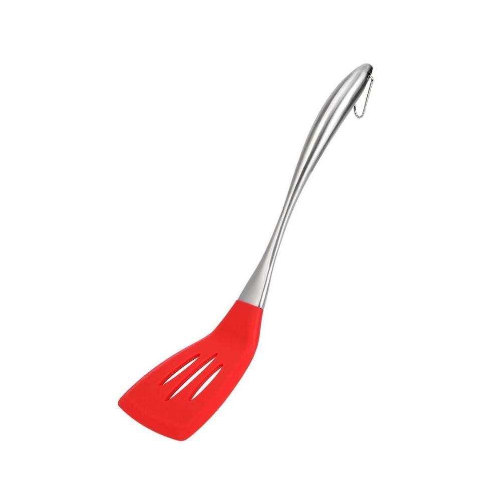 we3 Silicone Wok Slotted Spatula Turner BPA Free 500ÂºF Stainless Steel Handle 14 Inch for Non Stick Cookware