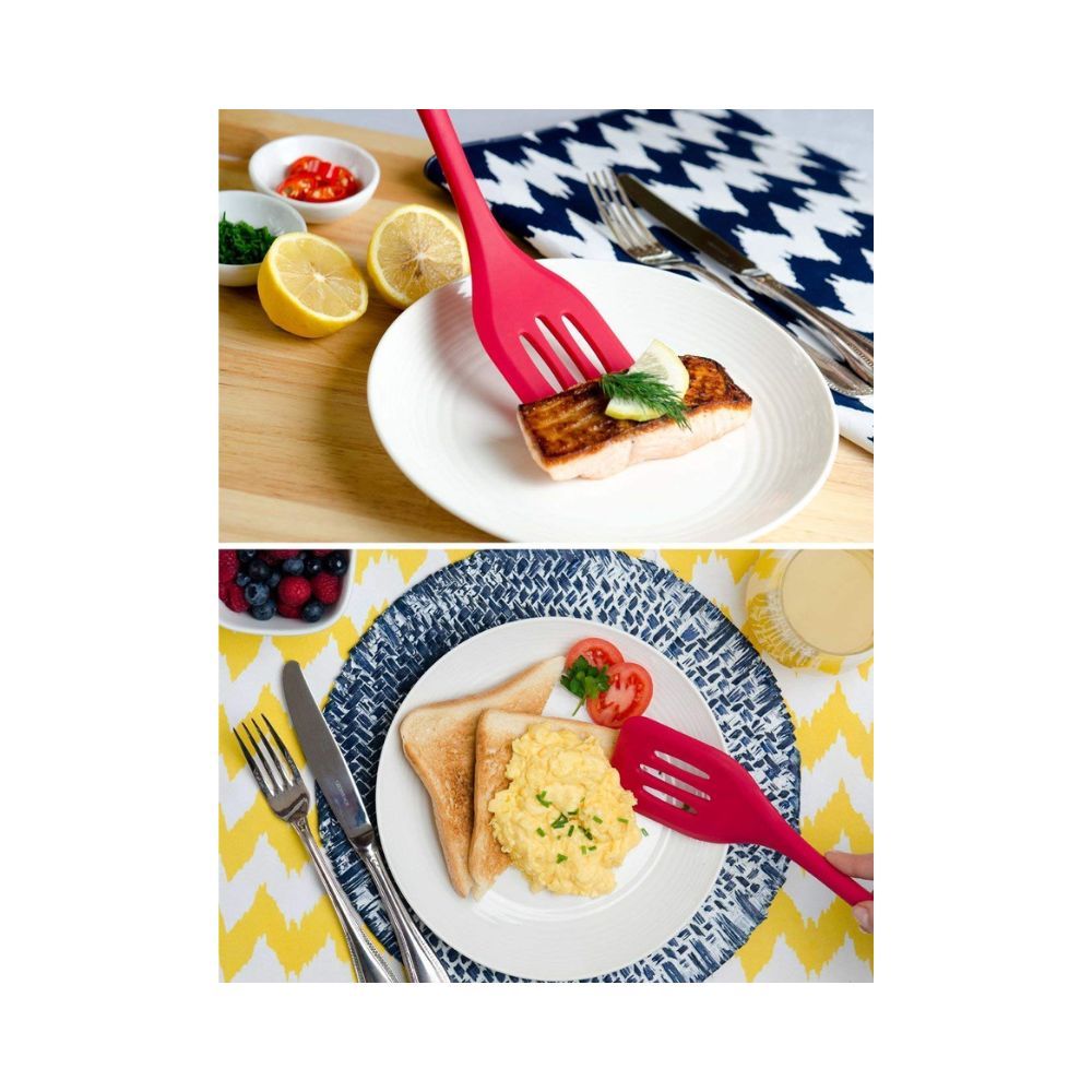 we3 spatulas Set Premium Silicone Kitchen Utensils Set (Utensil 5 Piece) in Hygienic Solid Coating (Utensil RED)