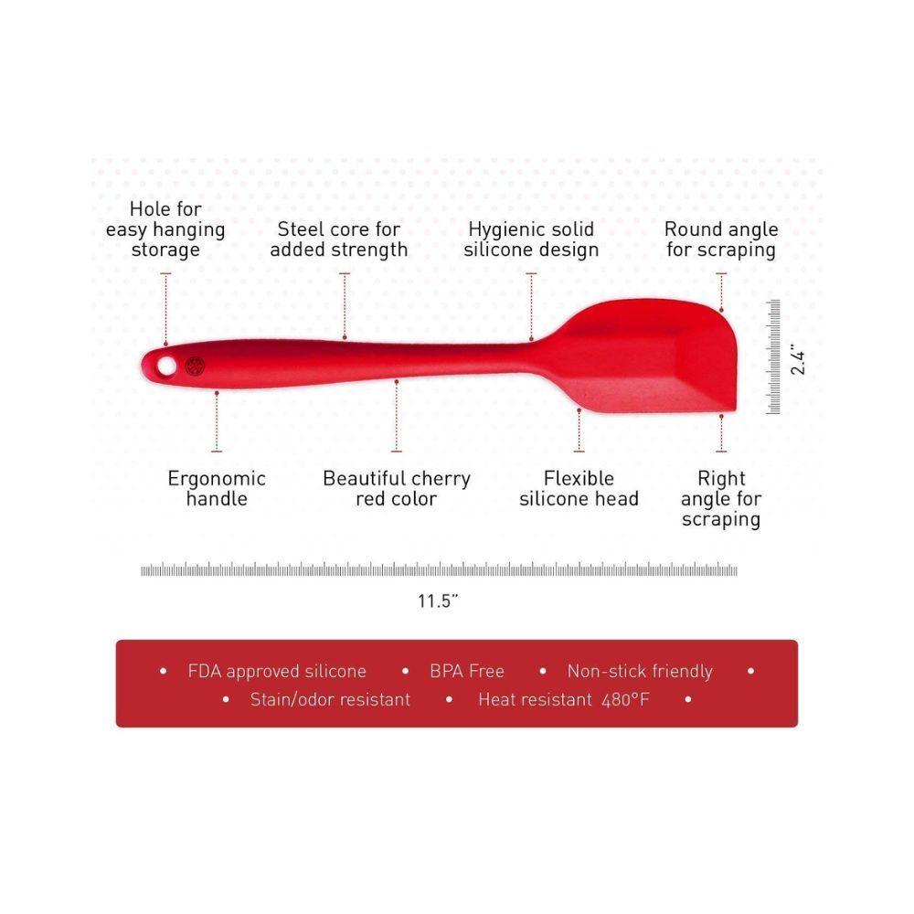we3 spatulas Set Premium Silicone Kitchen Utensils Set (Utensil 5 Piece) in Hygienic Solid Coating (Utensil RED)