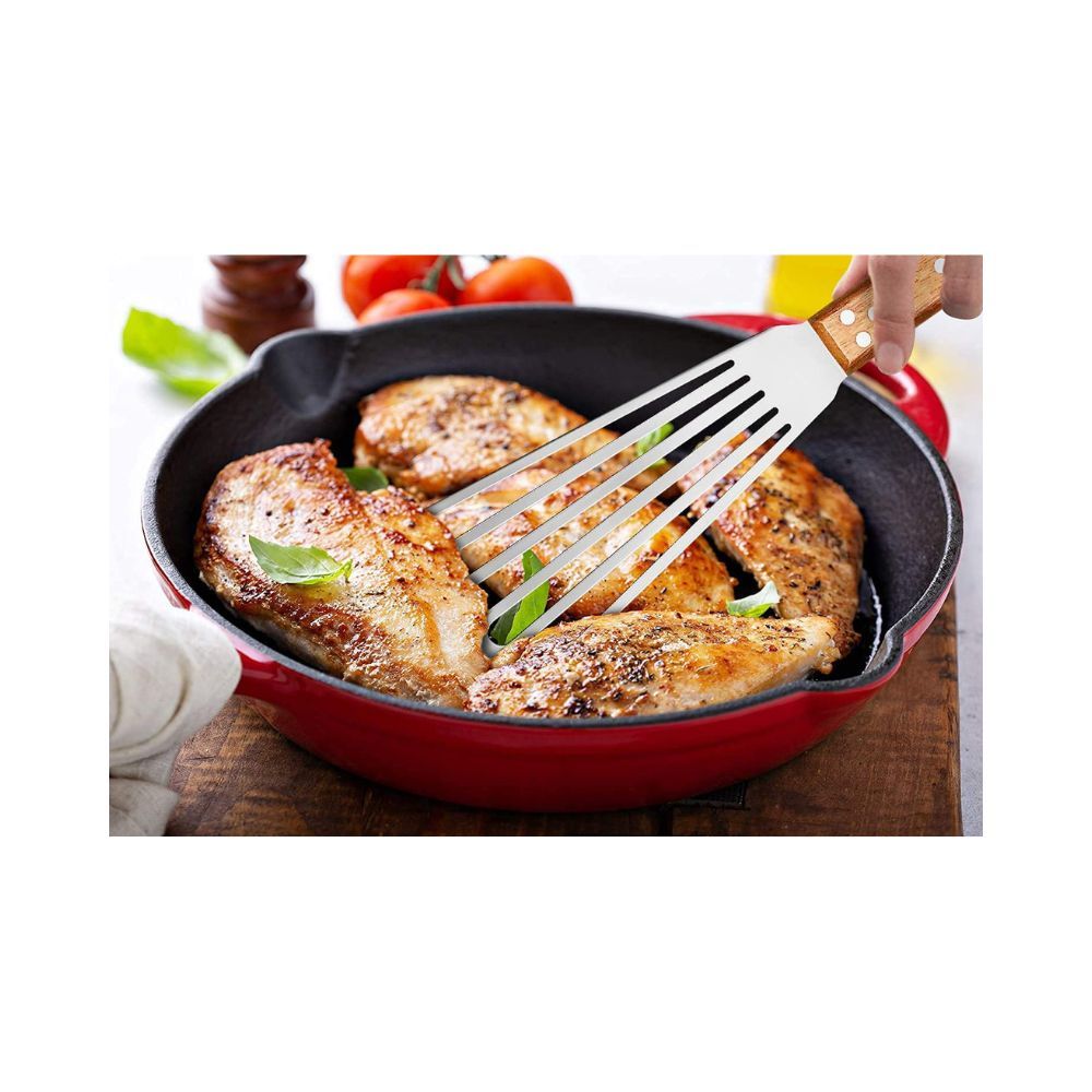 we3 Stainless Steel Fish Spatula with Wide Slotted Blade