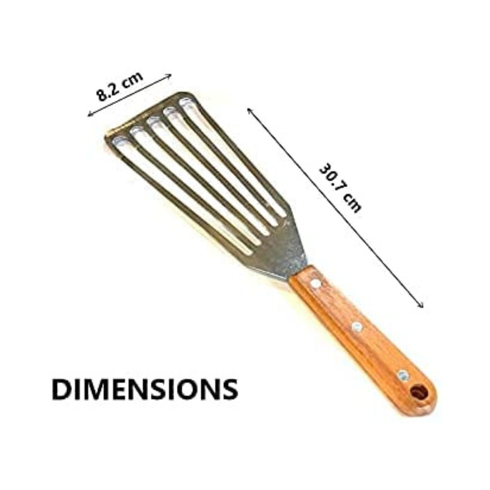 we3 Stainless Steel Fish Spatula with Wide Slotted Blade