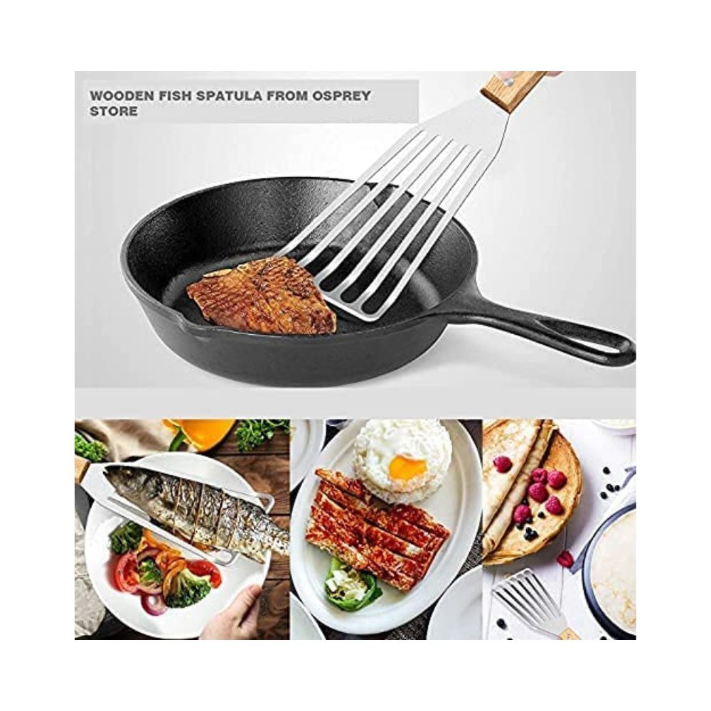 we3 Stainless Steel Fish Spatula with Wide Slotted Blade