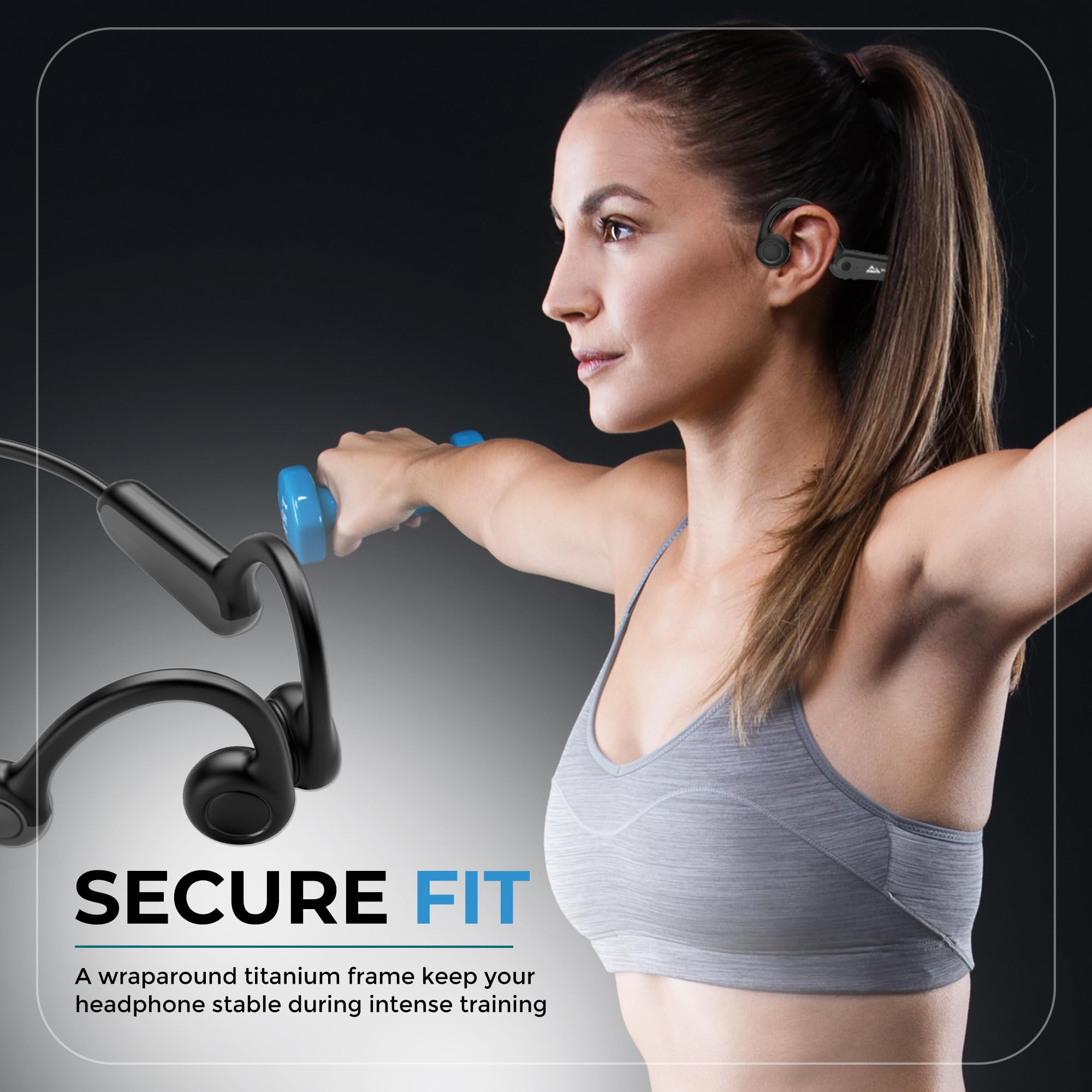WeCool Moonwalk M1 Bone Conduction Open Ear Headphones 54 Bluetooth Earphones IPX5 Water  Sweatproof Comfort-fit Earphones with Ear Hook Ideal for Cycling Hiking Sports Gym Workout- Black