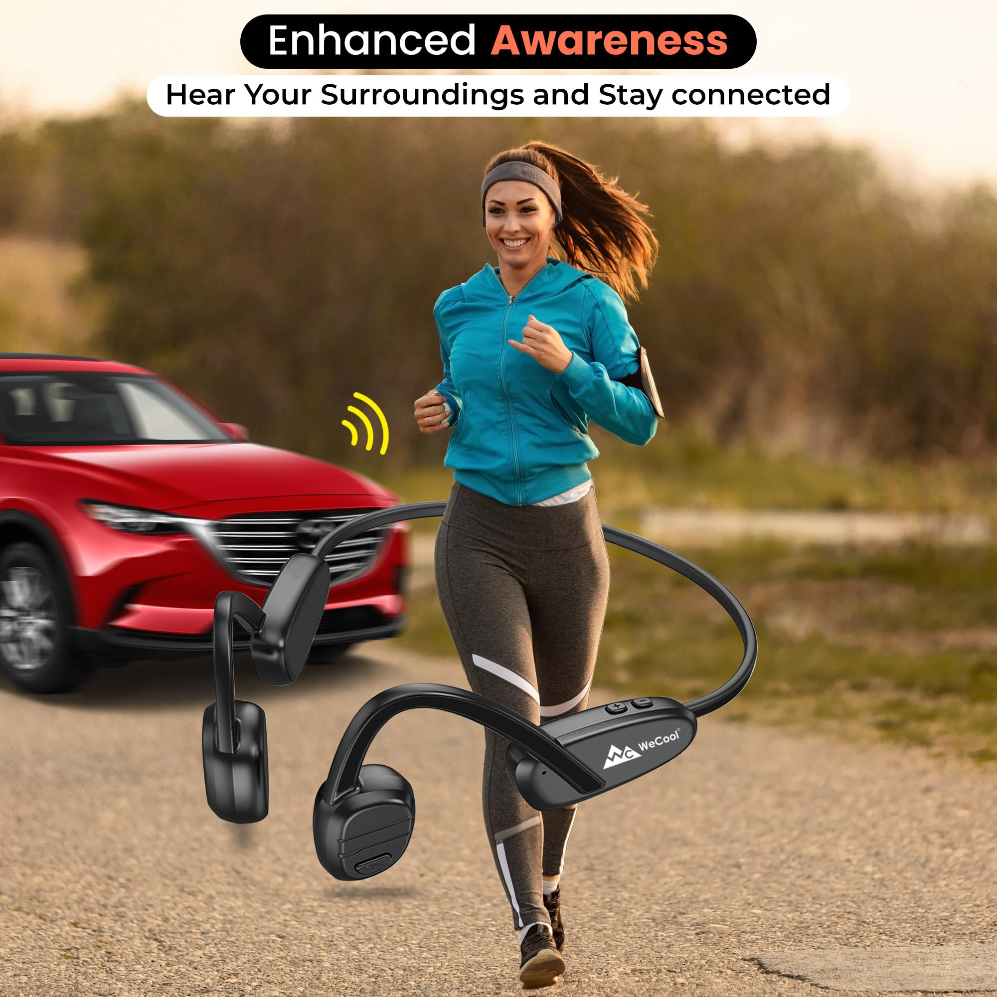 Wecool Moonwalk M2 Bone Conduction Headphones V53 Bluetooth Earphones with IPX6 Sweat  Splash Resistance Open Ear Headphones for Ear Health  Comfort Ideal for Sports Running Climbing Cycling