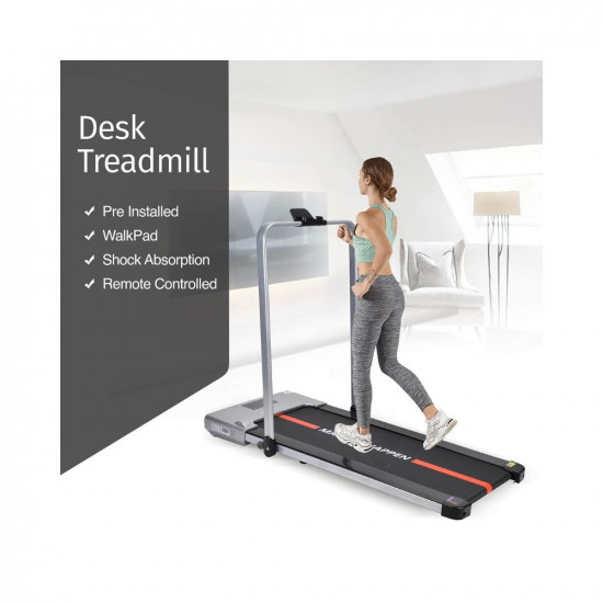 WELCARE MAXPRO PTM-X1 Under Desk Treadmill 2HP (Peak) Motorized Foldable PRE-INSTALLED Aerobic Treadmill, Walking PAD with LED Display (Grey)