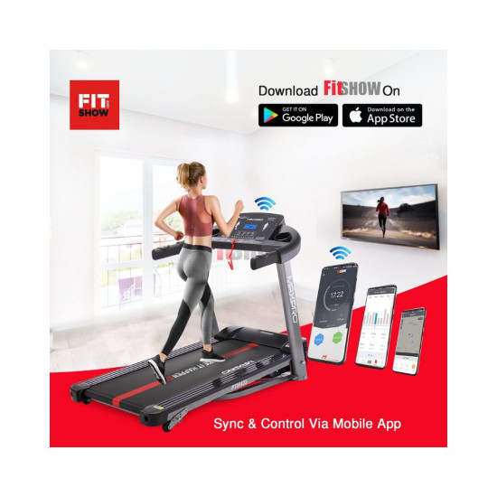 WELCARE MAXPRO PTM405M 2HP(4 HP Peak) Multifunction Folding Treadmill, Electric Motorized Power Fitness Running Machine with LCD Display for Intense Workout Session