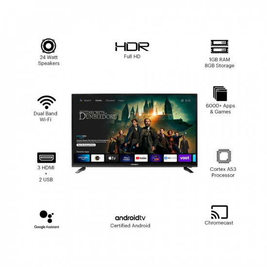 Westinghouse 106 cm 43 inches Full HD Smart Certified Android LED TV WH43SP99 Black
