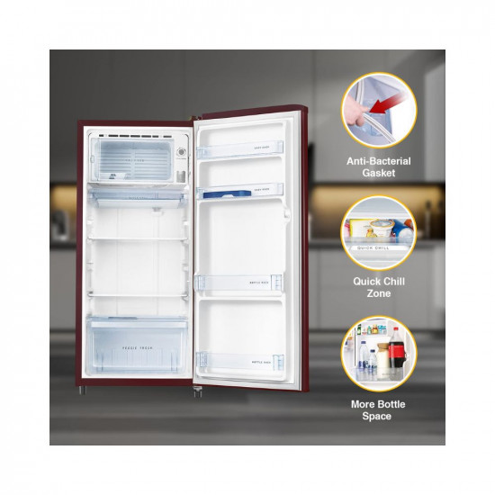 Whirlpool 184 L 2 Star Direct-Cool Single Door Refrigerator (205 WDE CLS 2S SHERRY WINE-Z, Sherry Wine, Large Vegetable Box, 2023 Model)