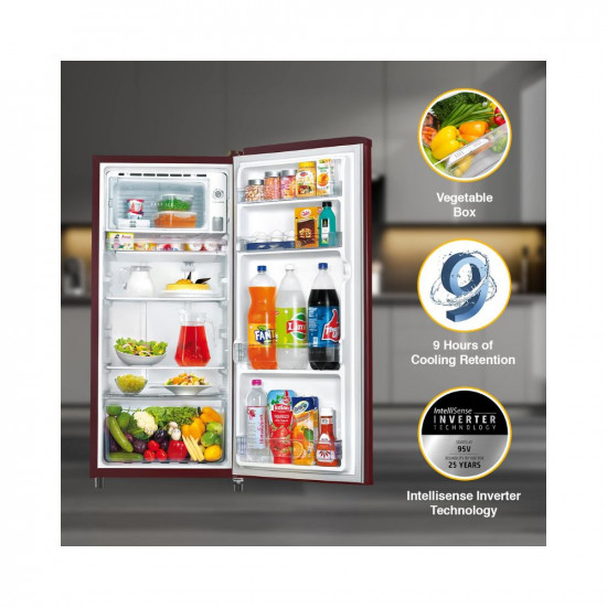 Whirlpool 184 L 2 Star Direct-Cool Single Door Refrigerator (205 WDE CLS 2S SHERRY WINE-Z, Sherry Wine, Large Vegetable Box, 2023 Model)