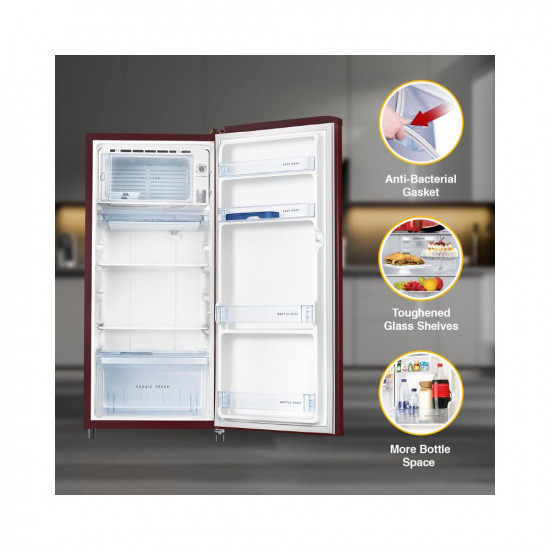 Whirlpool 184 L 3 Star Direct-Cool Single Door Refrigerator (205 WDE CLS 3S SHERRY WINE-Z, Red, 2023 Model)