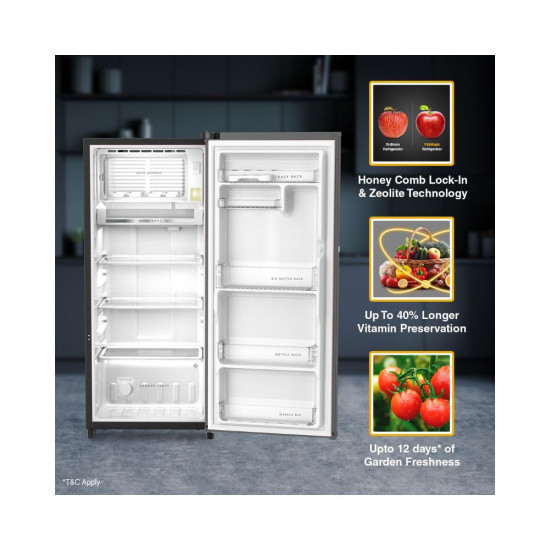 Whirlpool 192 L 3 Star Vitamgic Pro Inverter Direct Cool Single Door Refrigerator 215 VMPRO PRM 3S INV ALPHA STEEL Z