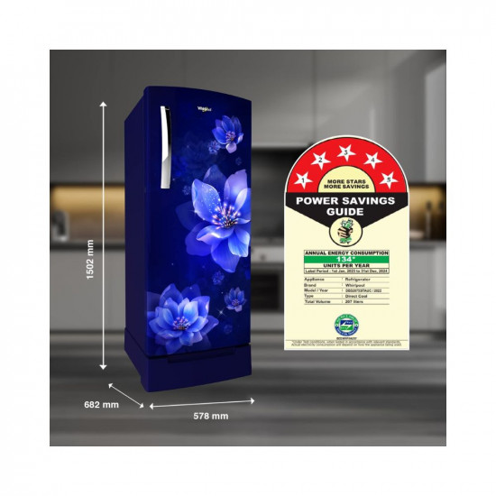 Whirlpool 200 L 5 Star Inverter Direct Cool Single Door Refrigerator with Intellisense Inverter Technology 220 IMPRO ROY 5S INV SAPPHIRE MULIA Z