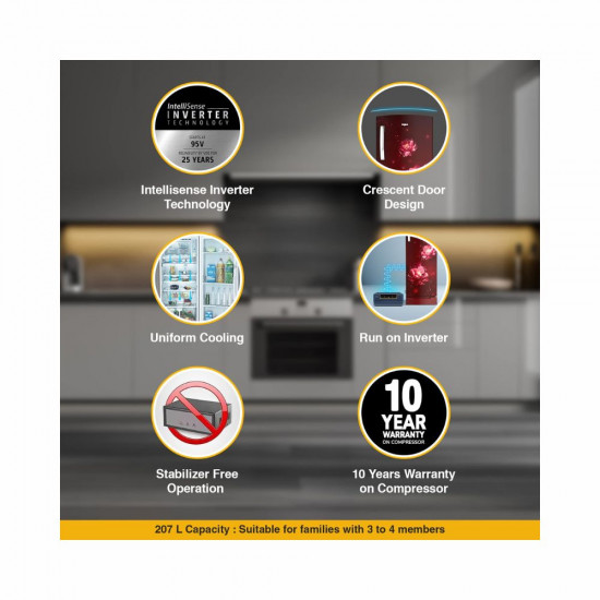 Whirlpool 207 L 5 Star Inverter Direct Cool Single Door Refrigerator 230 IMPRO ROY 5S INV WINE ABYSS Z