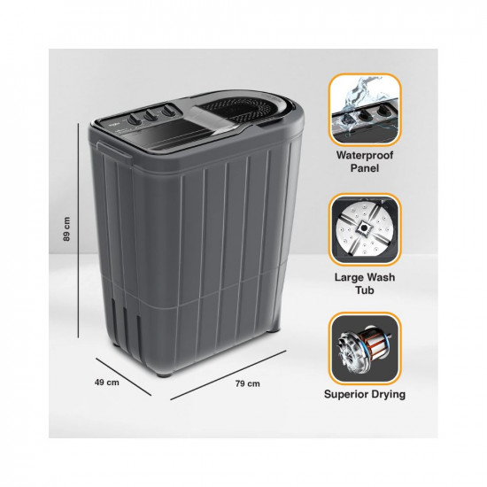Whirlpool 6.5 Kg 5 Star Semi-Automatic Top Loading Washing Machine (SUPERB ATOM 65I , Grey Dazzle)