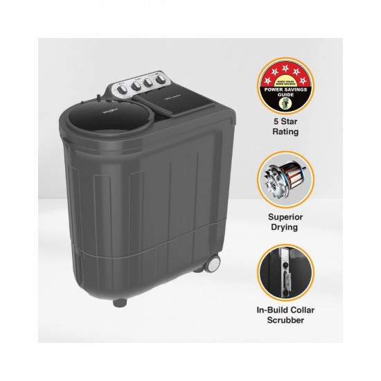 Whirlpool 8.5 kg 5 Star Semi-Automatic Top Loading Washing Machine (ACE 8.5 TRB DRY GREY DAZZLE (10YR)-N, Grey Dazzle, 2x Drying Power)