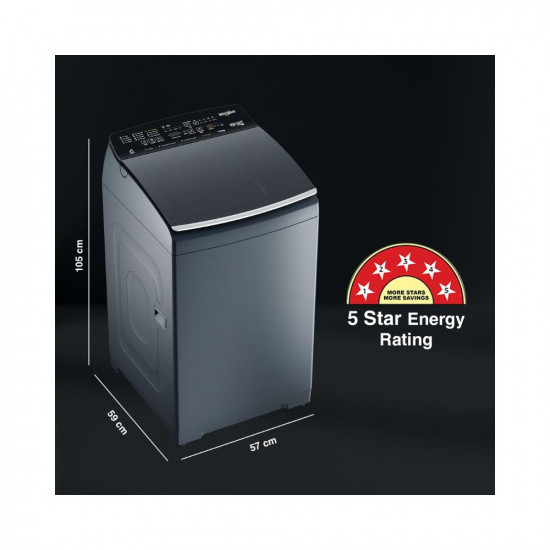Whirlpool 9 Kg 5 Star Bloomwash Pro Fully-Automatic Top Loading Washing Machine - Built In Heater (360 BW PRO (570) H 9.0 MIDNIGHT GREY 10YMW)