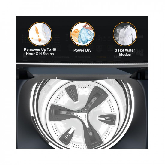 Whirlpool 9 Kg 5 Star Bloomwash Pro Fully-Automatic Top Loading Washing Machine - Built In Heater (360 BW PRO (570) H 9.0 MIDNIGHT GREY 10YMW)