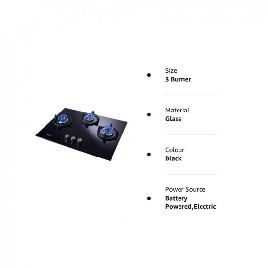 Whirlpool Hob 3 Burner Auto Ignition Gas Stove (Elite Hybrid 703 MT EC Gas Hob)