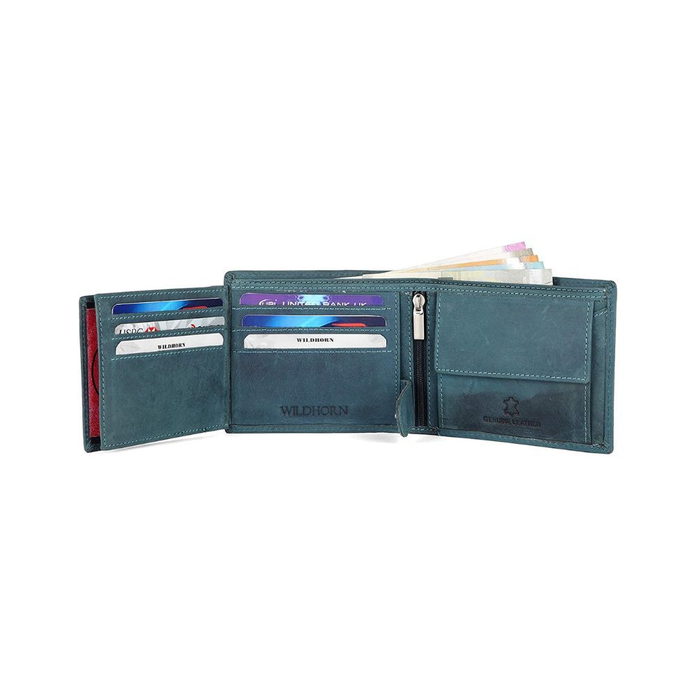 WildHorn Blue Hunter Leather Wallet for Men
