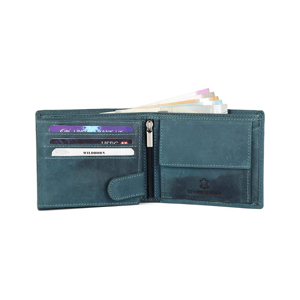 WildHorn Blue Hunter Leather Wallet for Men
