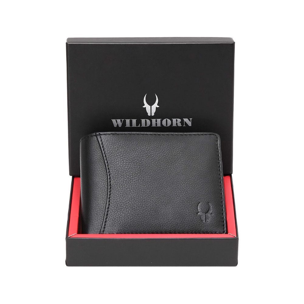 WildHorn India Matte Black Leather Men's RFID Wallet (WH1173)