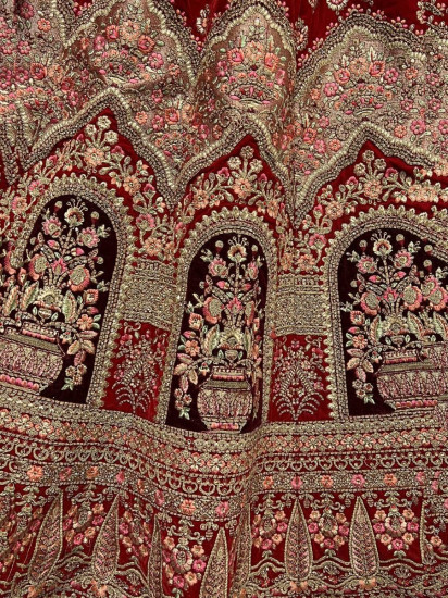 Winsome Red Multi-Work Velvet Bridal Lehenga Choli
Semi Stitched