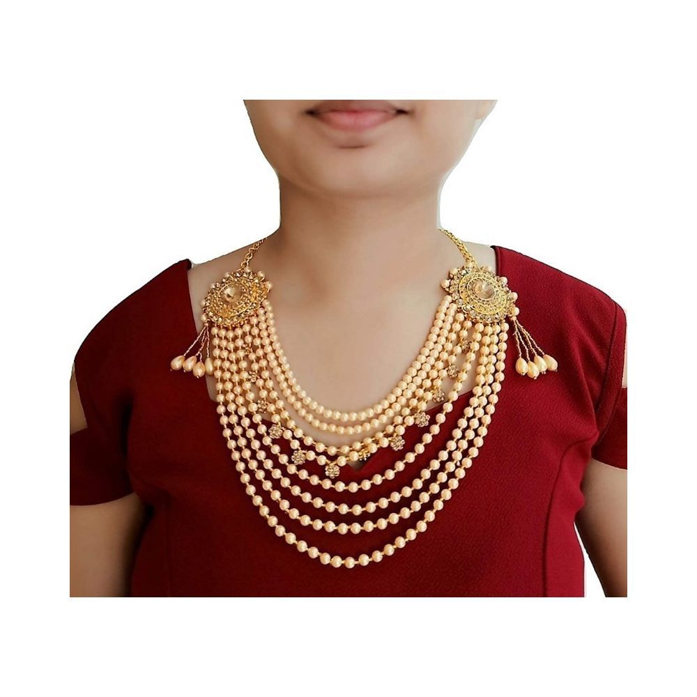 WomenSky Multi Purpose Gold Polished Pearl Adjustable Kamarband
