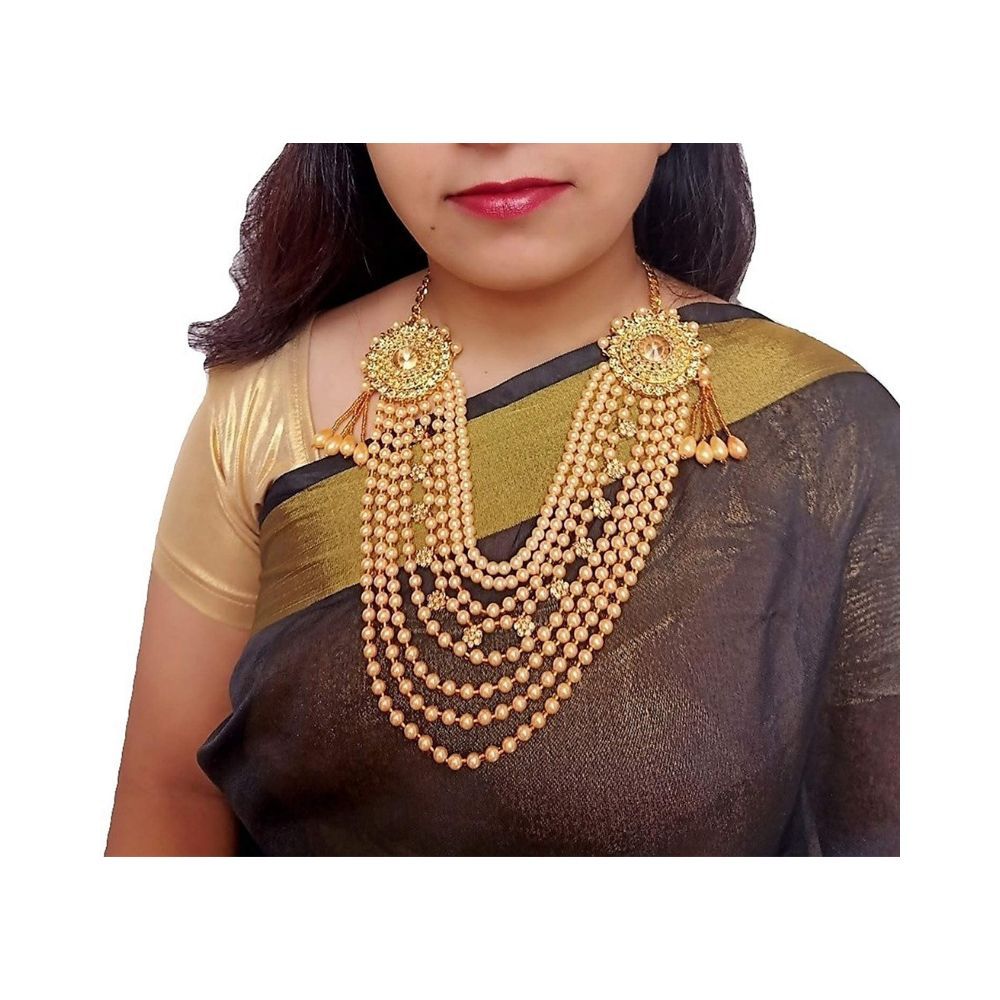 WomenSky Multi Purpose Gold Polished Pearl Adjustable Kamarband