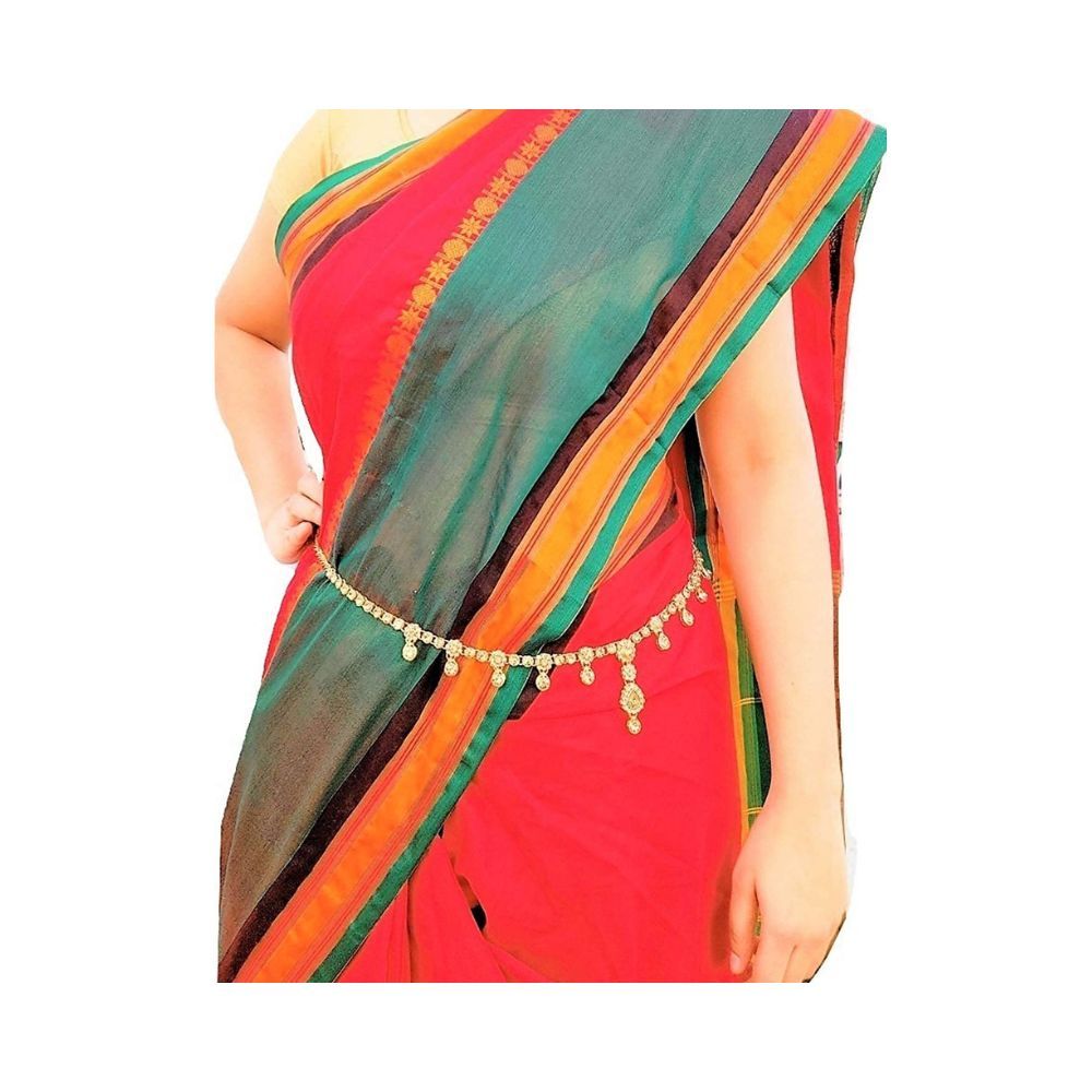 WomenSky Old Plated Brass Crystal Kamarband for Women
