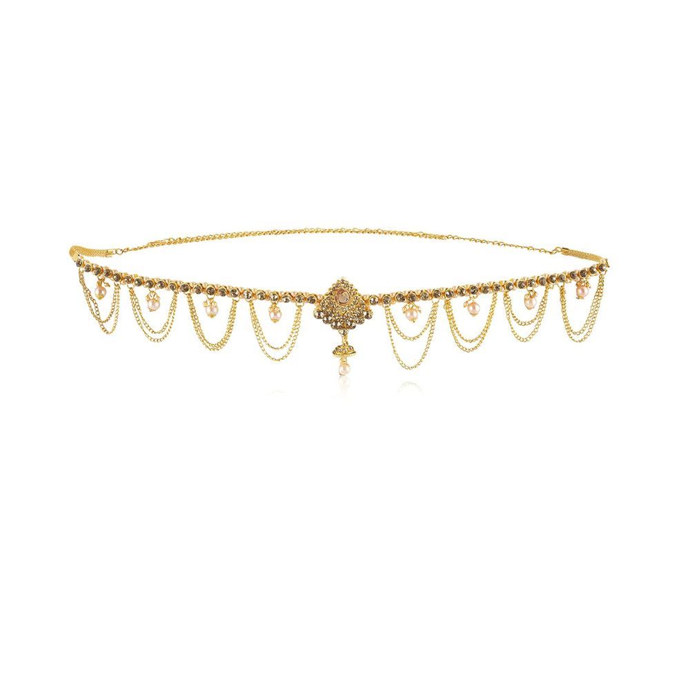 WomenSky Traditional Gold Polished Brass Kamarband for Women