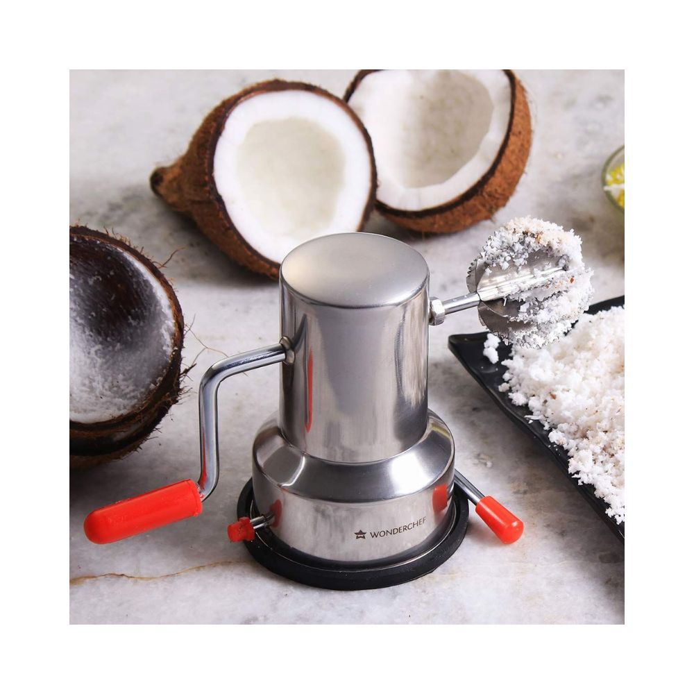 Wonderchef - Stainless Steel Coconut Scraper/Coconut Scrapper for Kitchen,Silver