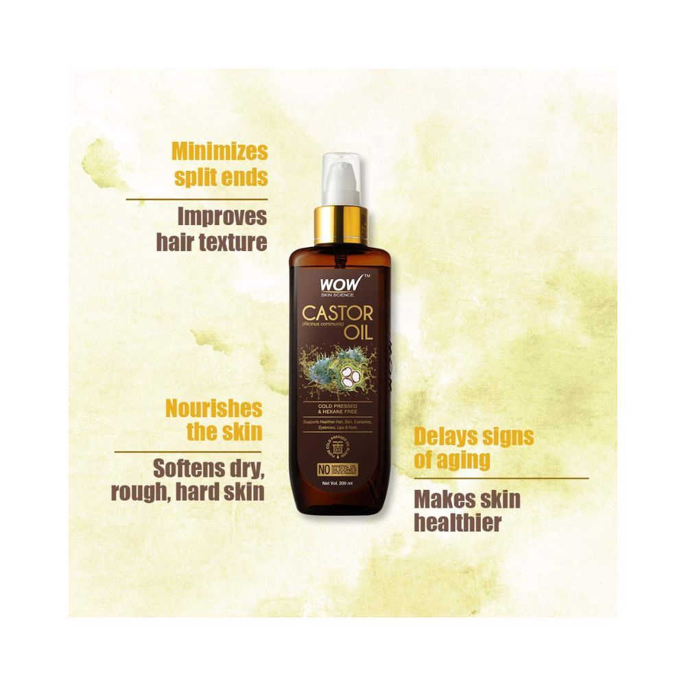 Wow Skin Science 100% Pure Castor Oil - Cold Pressed - For Stronger Hair