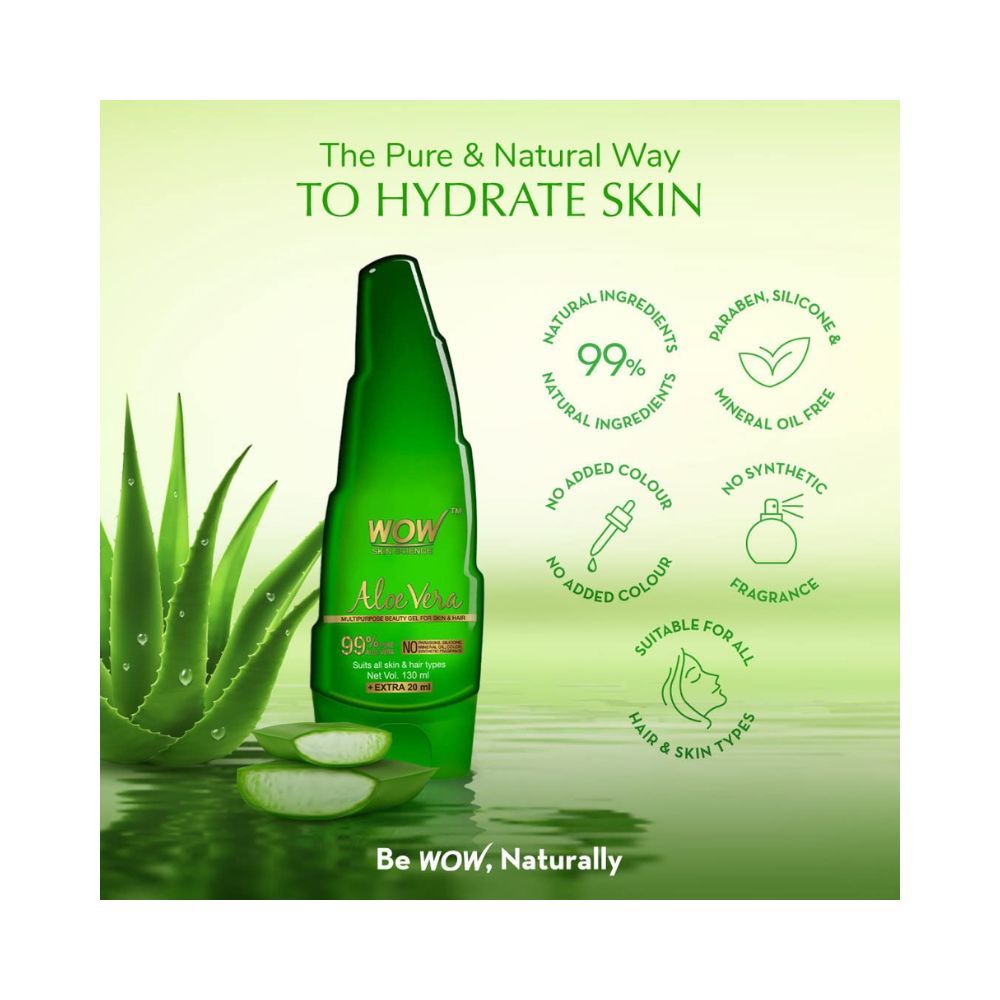 WOW Skin Science 99% Pure Aloe Vera Gel for Face, Skin & Hair - 150ml