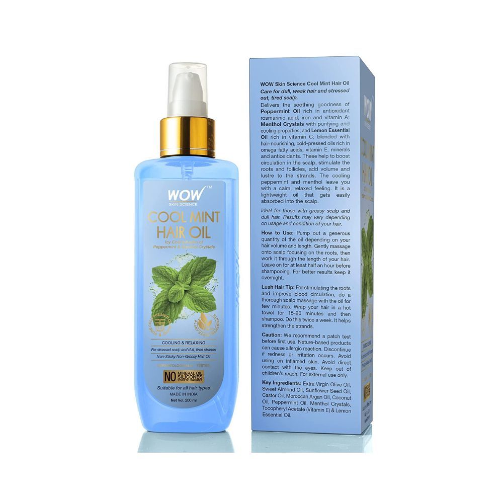 WOW Skin Science Cool Mint Hair Oil - Non Sticky & Non Greasy - for All Hair Types