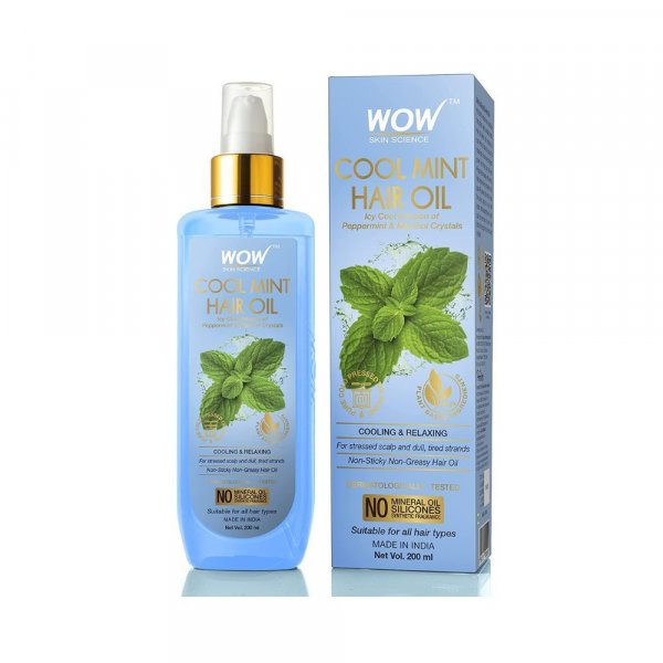 WOW Skin Science Cool Mint Hair Oil - Non Sticky &amp; Non Greasy - for All Hair Types