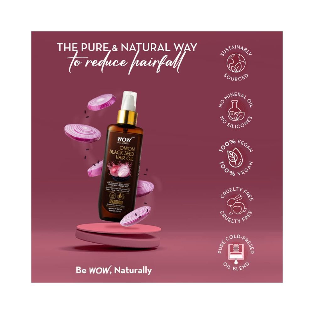 Wow Skin Science Onion Hair Oil for Hair Growth and Hair Fall Control - With Black Seed Oil Extracts - 200 ml