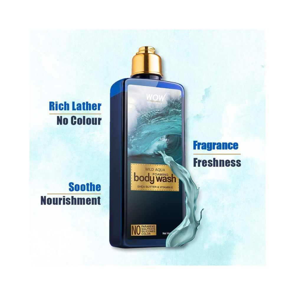 Wow Skin Science Wild Aqua Foaming Body Wash - No Parabens, Sulphate, Silicones & Color, 250 Ml